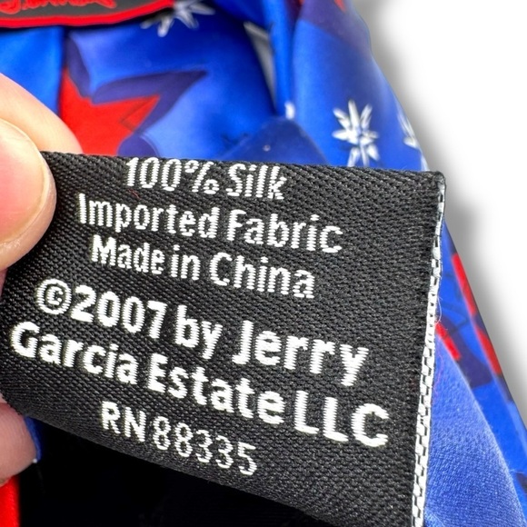 Jerry Garcia 100% Silk Star Spangled Patriotic Men's Tie, Red/White/Blue Stars - Picture 6 of 9